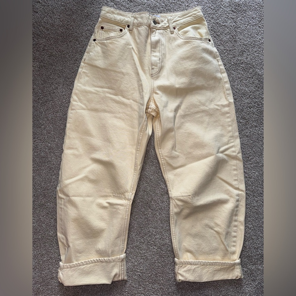 Topshop Butter Yellow Barrel Jeans